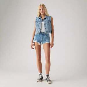 Levi's 501 Original Jean Shorts Womens 25 Athens Blue Distressed Denim Mid-Rise